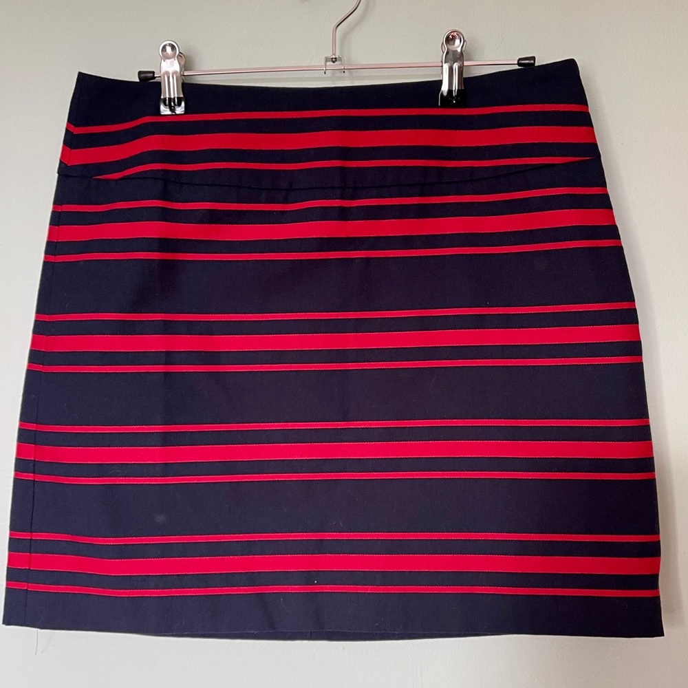 Ann Taylor Loft Navy & Red A-line Skirt, Sz 4